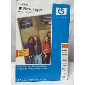 HP Premium 4x6 Inkjet Photo Paper 100 Sheets Soft Gloss Perforated Tab NEW